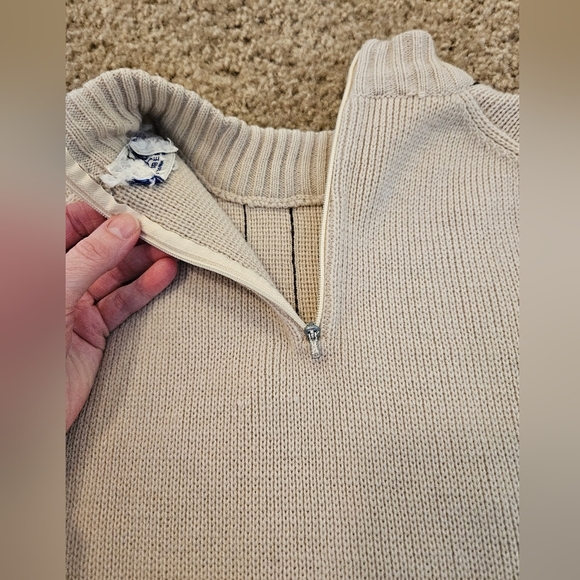 100% Virgin Acrylic Vintage Geometric Crewneck Sweater In Tan & Brown, Size Med - Picture 7 of 7